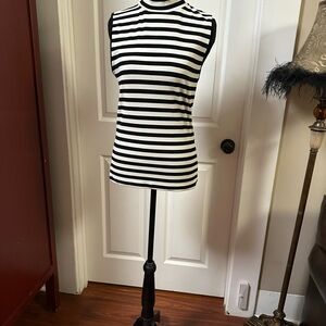 Sanctuary Black and White Striped Mock Neck Top